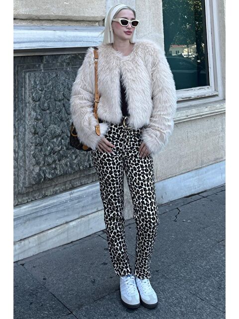 Madmext Bej Bisiklet Yaka Kadın Suni Kürk Mont Mg2176 - S000266408-19928