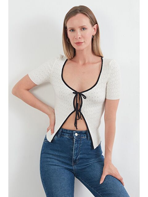 Fullamoda Fitilli Bağlamalı Triko Bluz - S000402036-20063