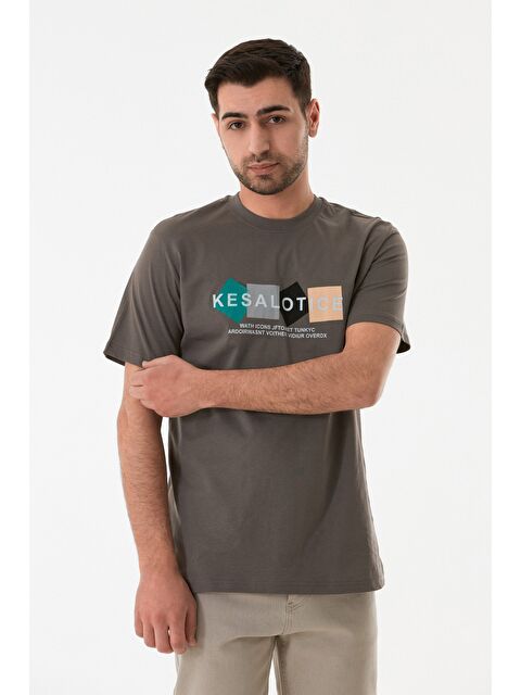 Fullamoda Baskılı Bisiklet Yaka %100 Pamuk Tişört - S000380683-33408