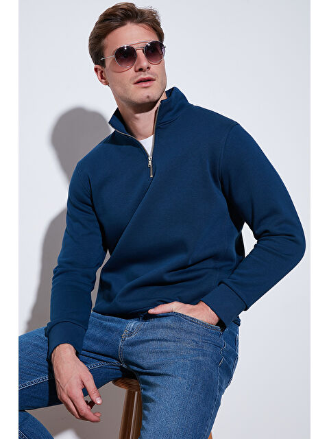 Buratti Pamuklu Regular Fit Yarım Fermuarlı Dik Yaka Erkek Sweat 59052592 - S000297111-23093