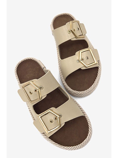 TONNY BLACK Kadın Bej Rahat Kalıp Hazır Taban Tokalı Terlik - S000527673-19928