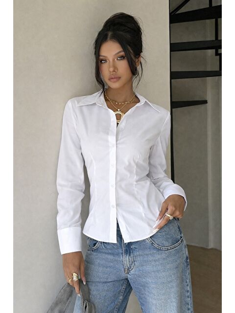 Tarz Cool Kadın Premium Gömlek Slim Fit Uzun Kollu Ofis Günlük Kombin Basic Klasik Gömlek