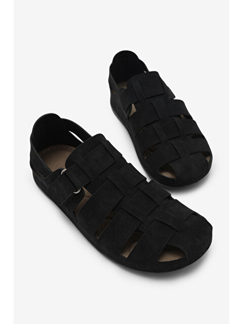 TONNY BLACK Erkek Siyah Rahat Kalıp Poli Taban Kapalı Sandalet