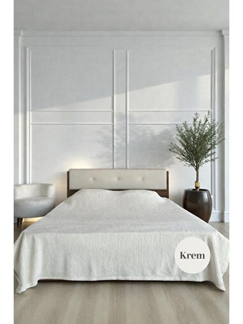 Çeyiz Diyarı Welsoft Çift Kişilik Battaniye 200x220 cm Krem - S000500207-19966