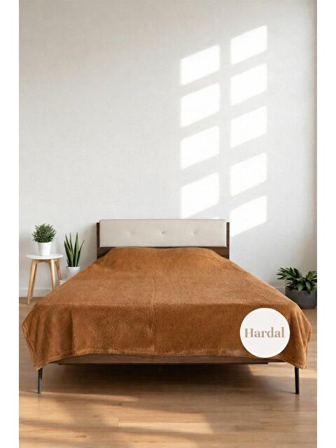 Çeyiz Diyarı Welsoft Çift Kişilik Battaniye 200x220 cm Hardal - S000500209-20074