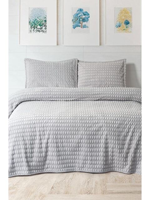 Çeyiz Diyarı Merinos Twist Çift Kişilik Battaniye Seti Gri - S000500210-20600