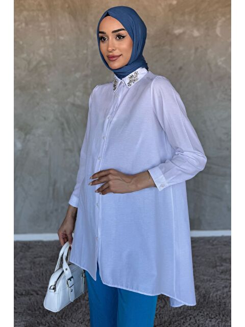 Julude Yaka Taş Detaylı Tesettür Tunik - S000399775-20063