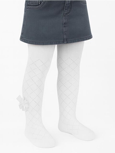 Civil Girls Petek Tüllü Aksesuar 3-7 Yaş Kız Külotlu Çorap - Beyaz 7-8 Yaş - S000485052-20063