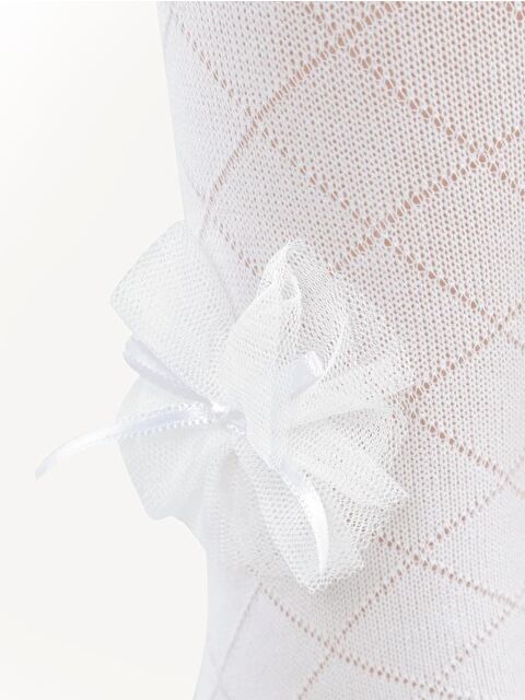Civil Girls Petek Tüllü Aksesuar 3-7 Yaş Kız Külotlu Çorap - Ekru 5-6 Yaş - S000485052-19965