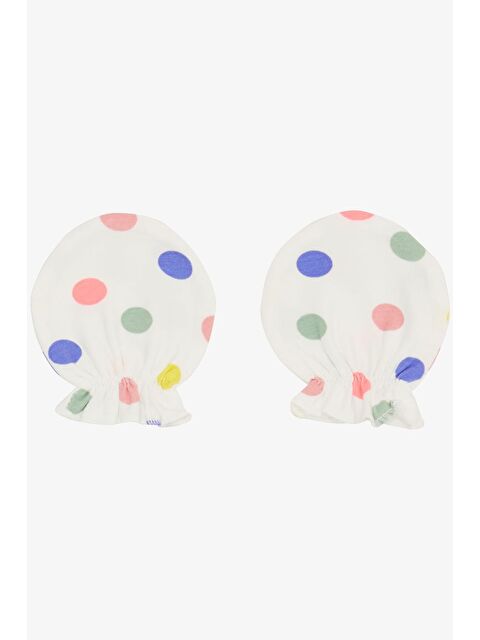 Breeze Yenidoğan Bebek Eldiveni Renkli Puantiyeli Beyaz (7 X 9 Cm) - S000508402-20063