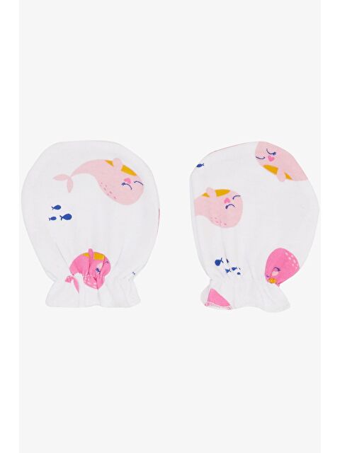 Breeze Yenidoğan Bebek Eldiveni Sevimli Yunus Balığı Desenli Beyaz (7 X 9 Cm) - S000508403-20063