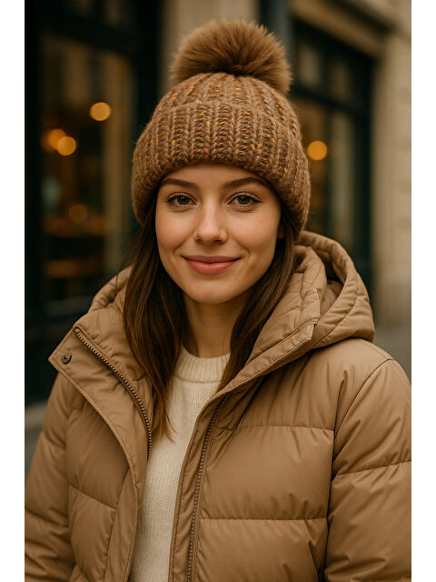 Luminos Butik Kadın Vizon Ponponlu Yünlü Bere BERE1142 - S000464948-26429