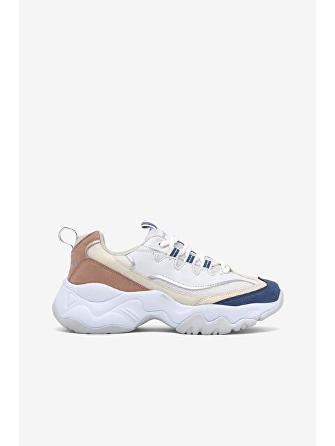 TONNY BLACK Kadın Beyaz Lacivert Rahat Kalıp Yüksek Taban Bağcıklı Spor Ayakkabı