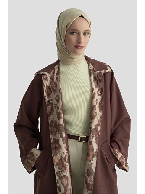 ARMİNE Leopar Desen Garnili Trençkot 25K7901 Acı Kahve - S000489662-28102