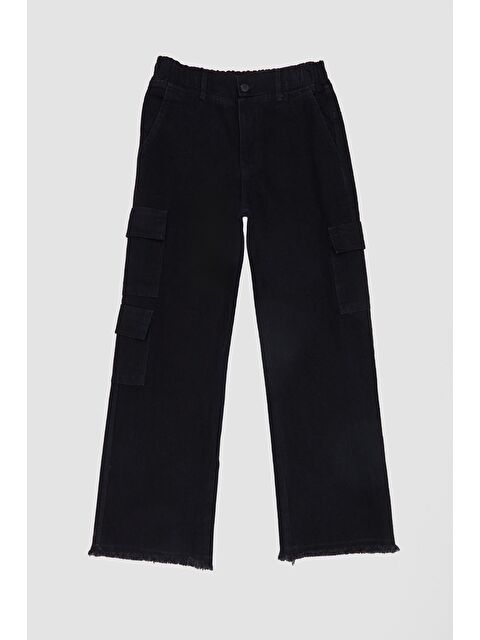 Fullamoda Beli Lastikli Paçası Püsküllü Kargo Cepli Kız Çocuk Pantolon - S000421996-19351