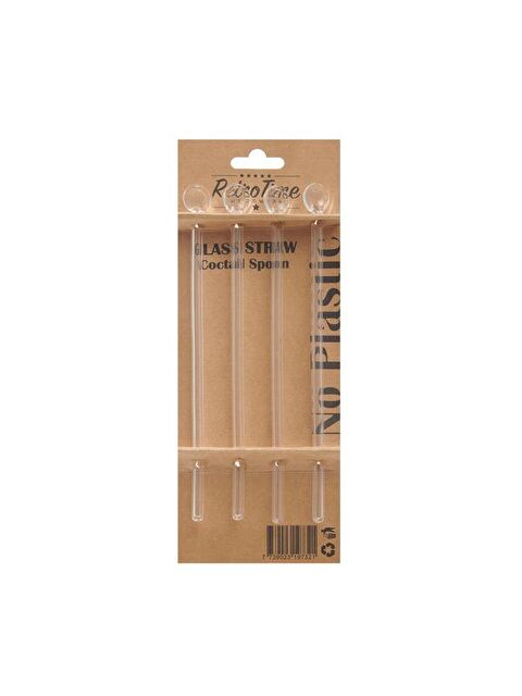 Retro Time 4'lü Cam Latte Kaşığı - Şeffaf - 21 cm - S000393651-26865