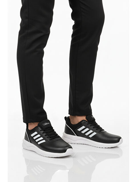 Walkway Siyah Beyaz Bağcıklı Hafif Esnek Erkek Spor Ayakkabı Nereus M - S000464958-37424