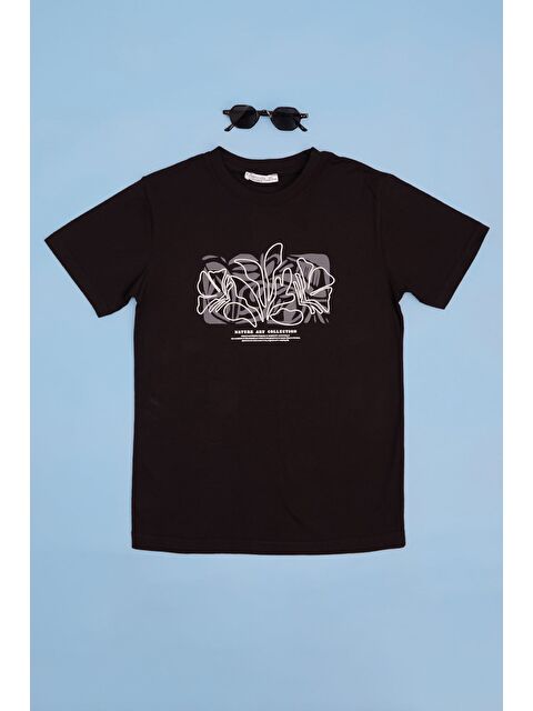 Fullamoda Baskılı Bisiklet Yaka Erkek Çocuk Tişört