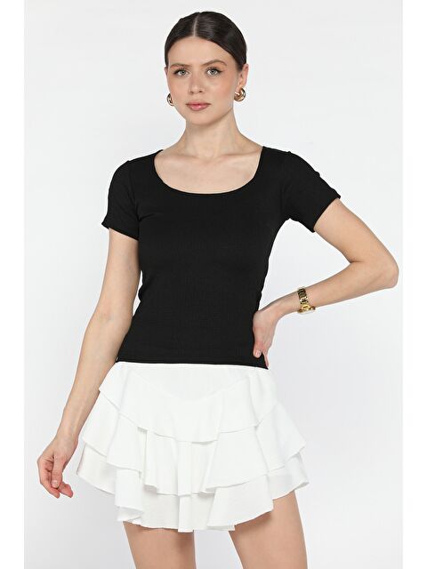 Gülseli Kadın Kare Yaka Bürümcük Bluz - S000373225-19351