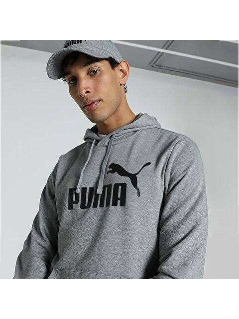 Puma Essentials No 1 Logo Erkek Gri Kapüşonlu Sweatshirt - S000480616-20600