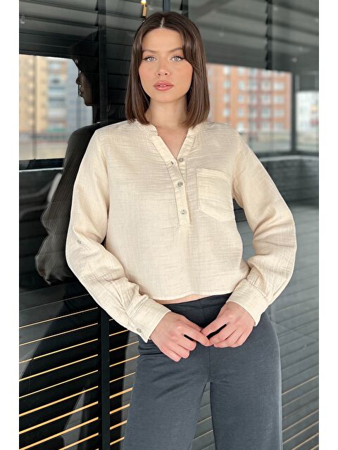 Gülseli Kadın Hakim Yaka Tek Cepli Gömlek Bluz - S000373391-25636
