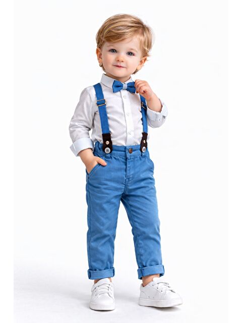 Kidex's Erkek Bebek Askılı Pantolon Takım Papyonlu Çocuk Kombin