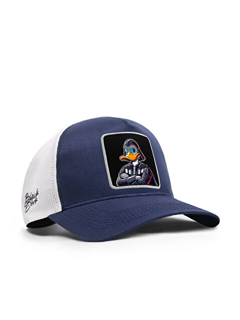 BlackBörk Duckside Logolu Cordura Lacivert-Beyaz Trucker Şapka
