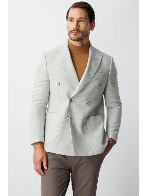 igs Erkek Grİ Slim Fit / Dar Kalip Geniş Kirlangiç Ceket - S000490257-20600