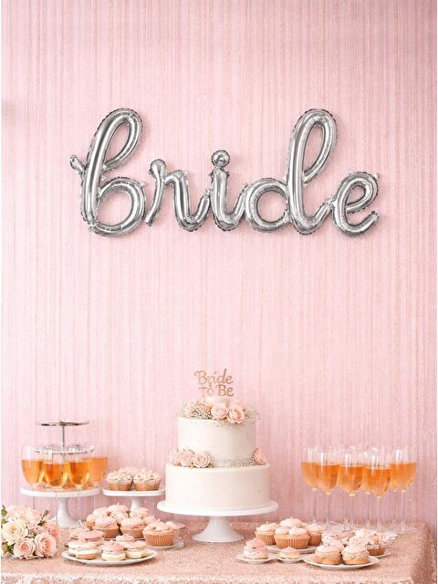Parti Adresi Bride El Yazısı Folyo Balon Bekarlığa Veda Partisi Balonu Gümüş 45 cm - S000522903-18105