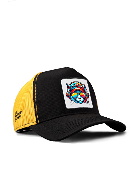 BlackBörk Kedi Logolu Cordura Siyah-Sarı Trucker Şapka