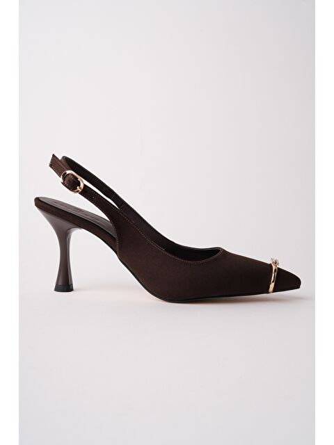 Muggo OURELİA Gold Yüzük Detaylı Sivri Burun Arkası Açık Kadın Topuklu Ayakkabı - S000517417-19413