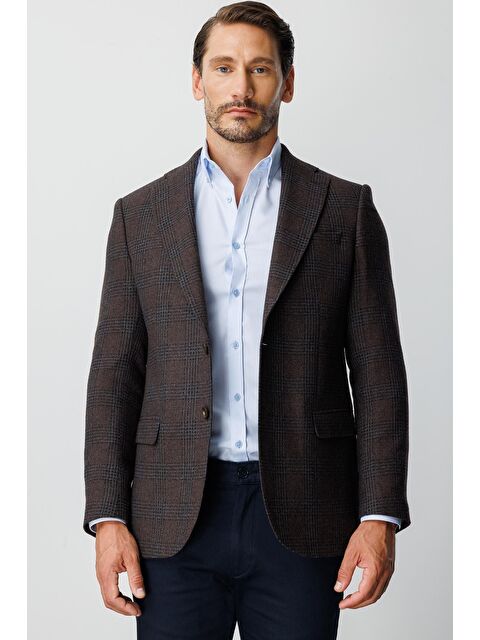 igs Erkek Kahve  / Rahat Kalip Mono Yaka Ceket - S000490258-19413