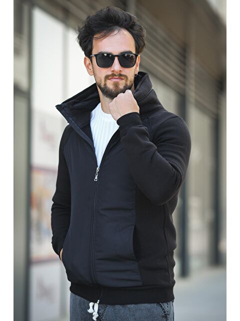 Oksit Fokt Üç İp Şardonlu Parça Detaylı Gizli Kapüşonlu Erkek Sweatshirt - S000437722-19351