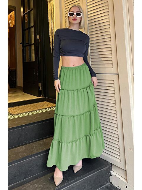 Madmext Mint Yeşili Basic Pileli Kadın Uzun Etek - S000030711-17259