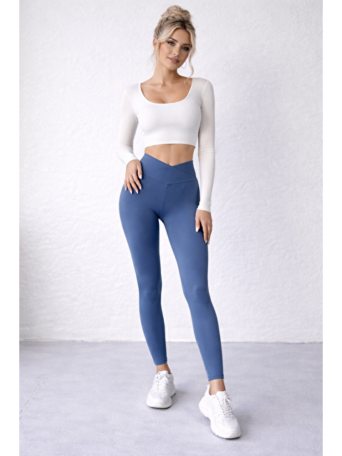 Formo Kadın Ekstra Yüksek Çapraz Kemer Bel Dalgıç Kumaş Esnek Spor Rahat Günlük Tayt