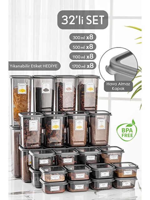 Meleni Home 32'li Set Viola Kapaklı Kare Erzak Saklama Kabı 8x 0 3 lt 0 5 lt 1 1 lt 1 7 lt Etiketli - S000382860-20600