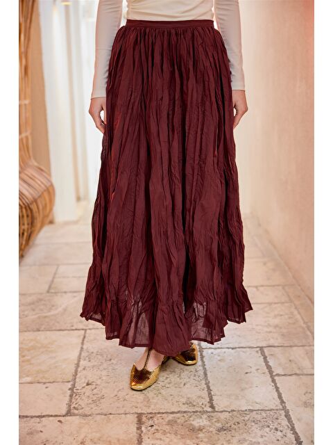 Locco Moda Kadın Vual Etek Bordo - S000361366-19951