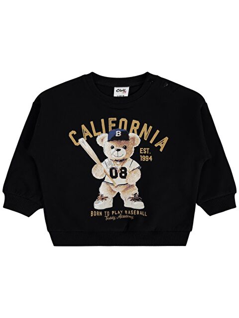 Civil Baby Teddy Bear Baskılı 6-18 Ay Sweatshirt - Siyah 18-24 Ay - S000466696-19351