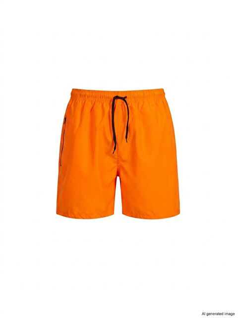 Jane's Erkek Deniz Şortu Fermuarlı Cepli File Astarlı - Turuncu