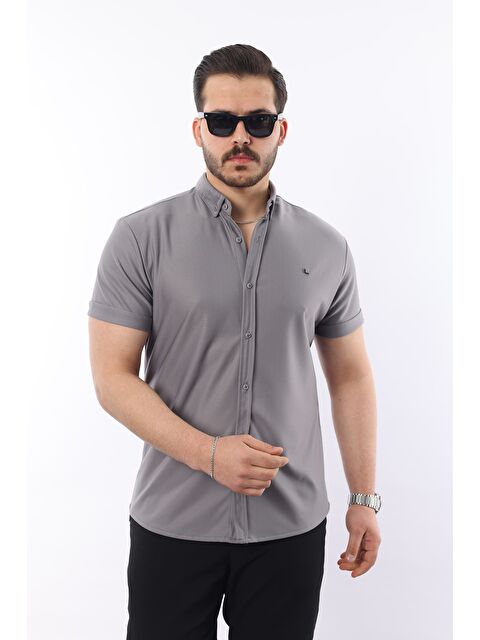 Comstar Erkek Kısa Kollu Slim Fit Yazlık Basic Gömlek - S000375619-29351