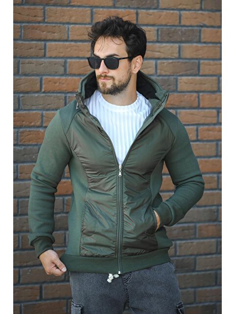 Oksit Fokt Üç İp Şardonlu Parça Detaylı Gizli Kapüşonlu Erkek Sweatshirt - S000437722-18547