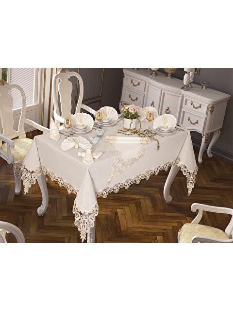 Çeyiz Diyarı Neslihan Masa Örtüsü 26 Parça Krem - S000489681-19966