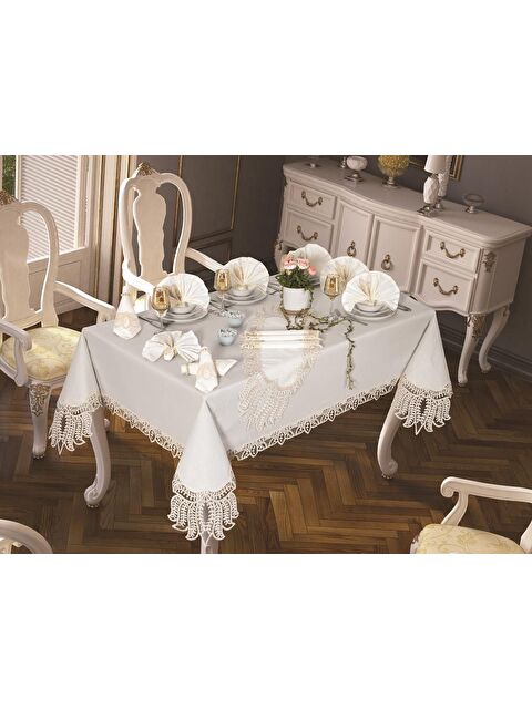 Çeyiz Diyarı Grape Masa Örtüsü 26 Parça Krem - S000489682-19966