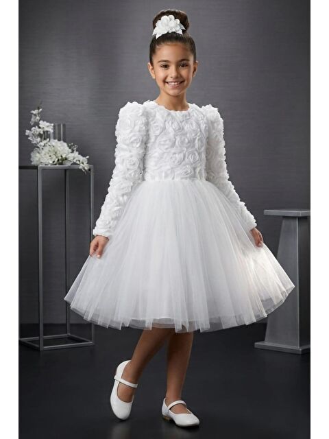 Mnk Baby & Kids Luvia Uzun Kol Kız Tütü Abiye Elbise M00810 - S000530841-20063