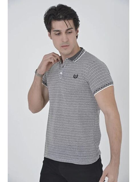 Jane's Erkek Yakalı Slim Fit Dokuma T-Shirt - Beyaz