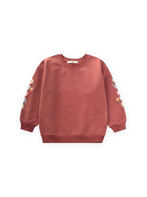 CİGİT Kol Nakışlı Sweatshirt 2-12 Yaş Gül Kurusu - S000459757-20028