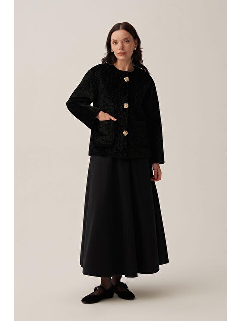 ALLDAY Siyah-Büyük Gold Düğmeli Kaşe Ceket - S000501716-19351