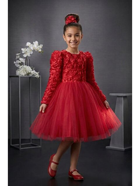 Mnk Baby & Kids Luvia Uzun Kol Kız Tütü Abiye Elbise M00810 - S000530841-20045