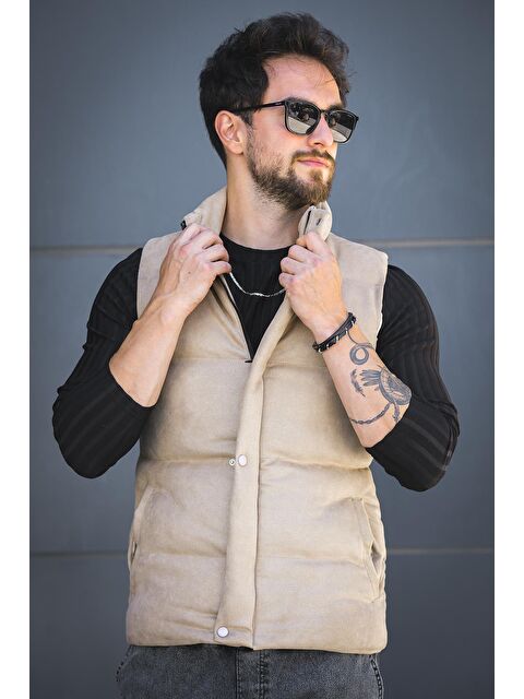 Oksit Taff Cepli Dik Yaka Dolum Erkek Şişme Süet Nubuk Yelek - S000437728-19928