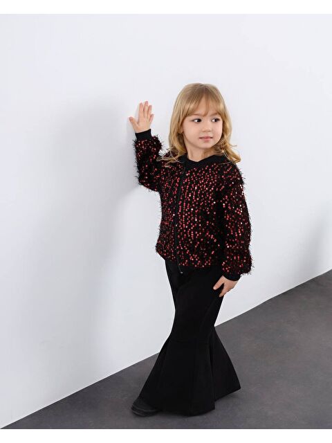 carla10 Kız Çocuk Sakallı Hırka Payet Detay Pantalon Hırka Badi 3 lü Takım - S000516730-19951